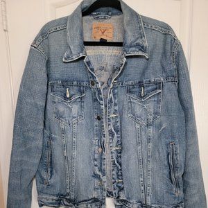 American Eagle Jean Jacket Medium Wash Men's Large